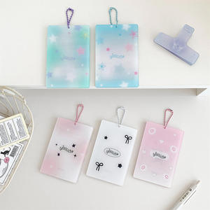 Custom Cartoon Kpop Photo Clip Ins <b>Keychain</b> Set Double-Sided UV Printed Acrylic ID Card Holder <b>Anime</b> Waterproof Lightweight - Product Image 5
