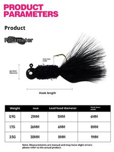 Hameçon à plumes barbelé en acier à haute teneur en carbone fait à la main 0,9g/1,7g/3,5g <span class=keywords><strong>Micro</strong></span> hameçon à mouche pour la pêche au bar en eau profonde - Product Image 3