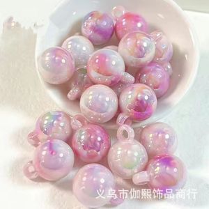 ลูกปัดกลมสีครีมสองสีเหลือบรุ้ง ขนาด 16 มม. พร้อมรูแขวนสำหรับทำเครื่องประดับ DIY อุปกรณ์เสริมทำจากพลาสติกเรซิ่น - Product Image 2