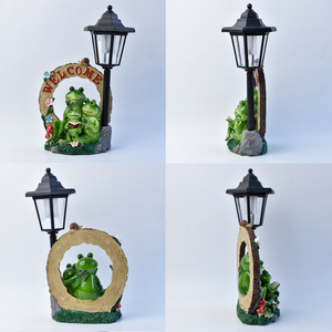 Solar Powered rana statua della famiglia ha condotto la luce decorazione del giardino all'ingrosso all'aperto animale scultura per stagno & prato arredamento - Product Image 2