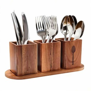 Caja organizadora de cubiertos con 3 compartimentos, caja de almacenamiento rectangular de tipo vertical para cocina, comedor, soporte para utensilios, fácil de limpiar - Product Image 2