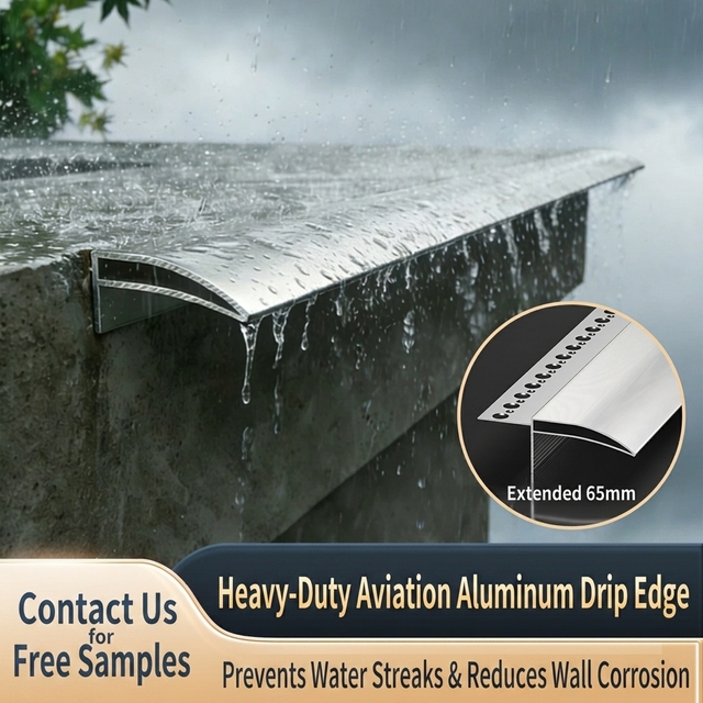 Modern Aluminum Alloy6063-T5 Eagle-beak Trim Panel WaterproofTile Accessories Customized Installation Hotel&School Exterior 65mm