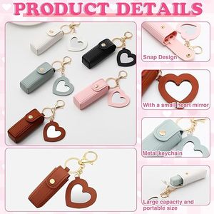 Llavero Porta Lápiz Labial con Logotipo Personalizado, Estuche Portátil de Cuero PU con Espejo, Estuche de Almacenamiento para Bálsamo Labial Suave, Bolsa para Lápiz Labial - Product Image 4