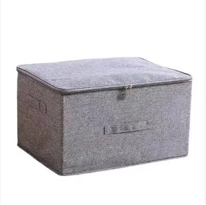 Hot sale house hold closet storage box with lid and handle, rectangular fabric storage box