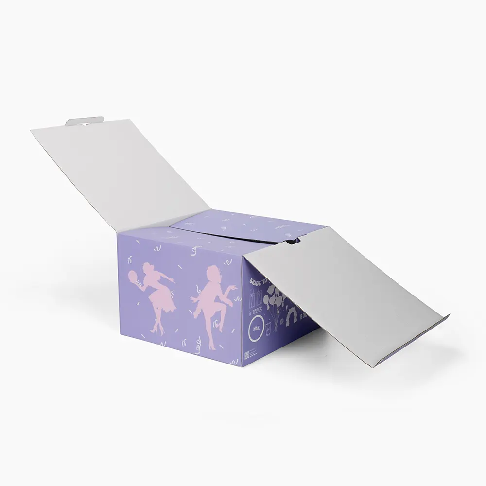 Vente en gros Grande Boîte d'expédition en carton violet pour vêtement Boîte d'emballage en carton d'expédition ondulé avec logo personnalisé