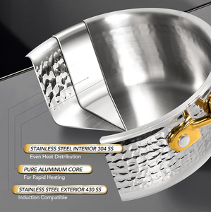 High Quality No Coating Stainless Steel Handles Gas Induction 6-Piece Hammer Triply Stainless Steel Saucepan Cookware Set - Product Image 3