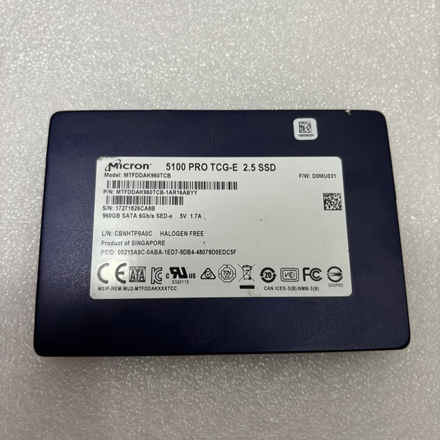 FOR MICRON  MTFDDAK960TCB-1AR16ABYY 960GB SATA Hard Disk in Stock