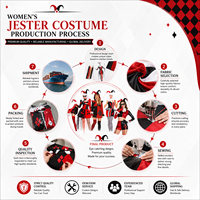 Costume de cosplay Harley Quinn rouge, noir et blanc, sexy, pour femmes, vente chaude 2026, costumes de clown pour Halloween