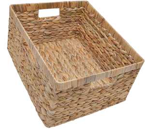 Set of 3 Water Hyacinth <b>Baskets</b> <b>Small</b> Wicker Storage Bins with <b>Handles</b> for Kitchen Bathroom and Shelf Organization ECOMAHRT - Product Image 1