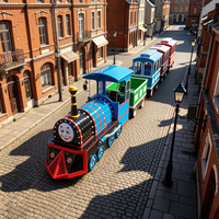 Train touristique électrique alimenté par batterie au lithium avec carrosserie en fibre de verre