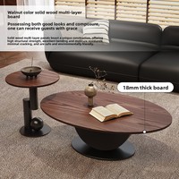 Ensemble de table basse au design rétro mi-siècle de couleur noyer pour la maison salon petit appartement table basse en bois massif