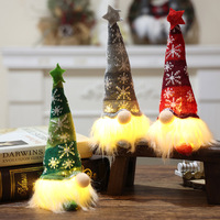 Figurine de gnome lumineuse à jambes tombantes avec étoile, pour décoration de table, cheminée, maison, Noël, hiver, cadeau