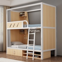 Lit superposé métallique pour auberge de jeunesse, lit double pour gîte, capsule spatiale, lit de dortoir étudiant moderne épaissi et renforcé