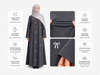 Abaya en tissu polyester et élasthanne YSYL, vêtement islamique modeste à nœud imprimé 3D, couleur et motif ODM/OEM pour la prière quotidienne