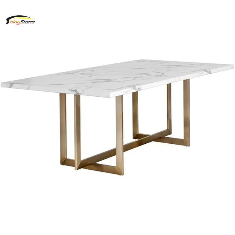 Mince en acier inoxydable table pied krion ronde à Surface Solide marbre dessus de table