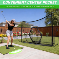 Filet de golf portable 10x7 pieds en maille polyester robuste pour entraînement intérieur/extérieur et frappe en extérieur