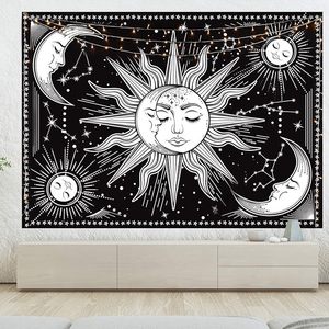 <span class=keywords><strong>Tapisserie</strong></span> personnalisée de style bohème <span class=keywords><strong>noir</strong></span> <span class=keywords><strong>et</strong></span> <span class=keywords><strong>blanc</strong></span> pour Amazon Ins Style décoration de chambre tissu suspendu motif imprimé - Product Image 1