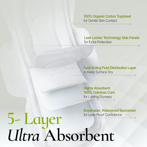 Quán tính 100% miếng bông hữu cơ-sự hoàn hảo-Thấm hút thường xuyên (12 lần) 5 lớp siêu thấm nữ tính - Product Image 3