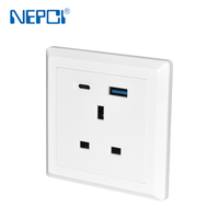 PD QC3.0 20W Euro Standard USB Prise Murale XJY-USB-22B-20AC 86*86 Type Britannique Prise USB 250V 13A