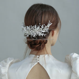 Moda perline fatte a mano in cristallo foglia di metallo accessori per copricapo da sposa pettine laterale per feste da ballo - Product Image 4