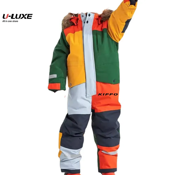 kids' ski wear outdoor single and double board night light snow suit ski suit sports winter jacket children winter clothes