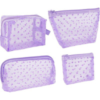 Ensemble de trousses de maquillage tendance en nylon respirant à pois, plusieurs tailles, avec fermeture éclair, pochettes de rangement portables pour le voyage, pour femmes, usage quotidien