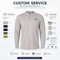 Chemise Henley à manches longues pour homme, avec poche, respirante, durable, antibactérienne, décontractée, uniforme de travail, couleur unie, Spandex/Nylon