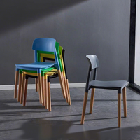 Chaise en plastique et bois de style nordique moderne et minimaliste, pour usage domestique, chaise de salle à manger, chaise de conférence exécutive, avec dossier, pour adulte, origine Chine