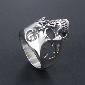 Skull <b>Ring</b> <b>Titanium</b> Steel Hollow Star Shape Men's Halloween Jewelry SA865 - Product Image 3