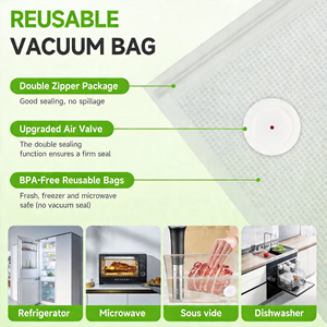 Sacs sous vide texturés auto-scellants avec clips pour une cuisson sous vide sécurisée et le stockage des aliments - Product Image 2