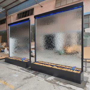 Fuente de agua de vidrio texturizado transparente, cascada de suelo con tamaño personalizado, pared de agua con pantalla. - Product Image 3