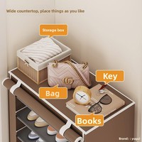 Meuble à chaussures multifonctionnel vintage en plastique à 10 niveaux, anti-poussière, avec housses de protection en tissu non tissé, pour entrées et couloirs