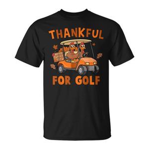 T-shirt del Ringraziamento con stampa 'Thankful For Golf Turkey Playing Golf' - Product Image 1