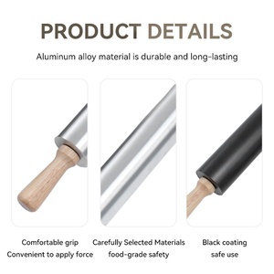 Non Stick Eco-friendly Aluminum <b>Rolling</b> <b>Pin</b> Dough Roller for Baking Pizza Pastry Heavy Duty Kitchen Baking Tool - Product Image 3