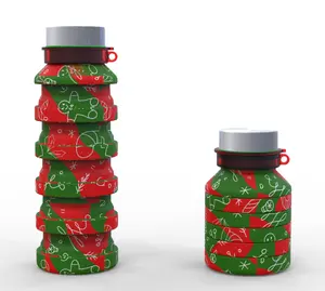 2023 New Arrived Christmas Holiday 500ML Bpa Free Silicone Collapsible Water Bottle