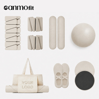 Ensemble complet de yoga et pilates 7-en-1 : Tapis, sac de transport, chaussettes antidérapantes, sliders, poids de poignet réglables, haltères en silicone, ballon, logo personnalisé