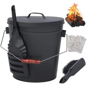 Cubo para carbón de hierro antiguo estilo rústico con diseño artesanal de herrero tradicional para chimenea y hoguera exterior - Product Image 3
