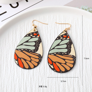 Pendientes colgantes con diseño de gota de agua, cuero estampado de leopardo, borla de hojas, joyería de moda para mujer - Product Image 3