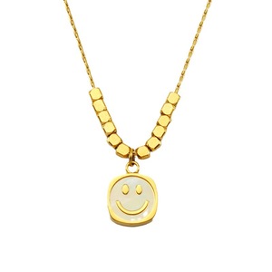 ZOGXIN Smiley Face Pendant 18K Gold Plated Titanium Steel Necklace For Women Fashionable Clavicle Chain Jewelry - Product Image 5