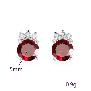 9 boucles d'oreilles minimalistes en cristal coloré en forme de petite couronne, pierre naturelle ronde de 5 mm, argent sterling 925, bijoux pour femmes - Product Image 6