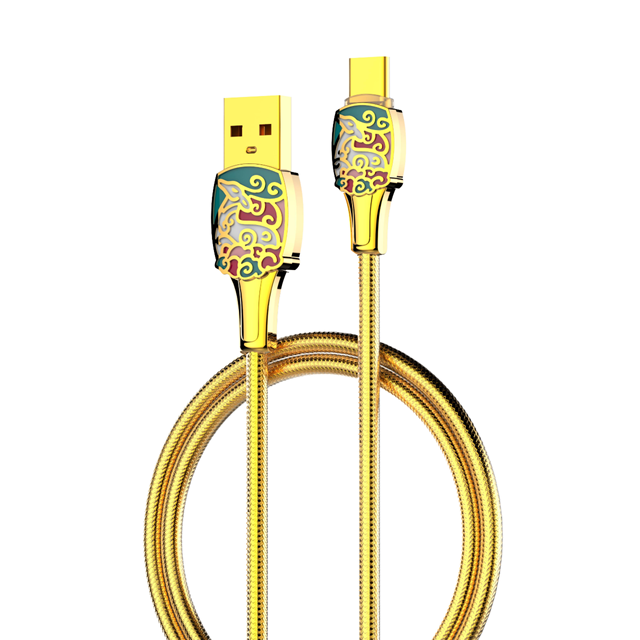LDNIO LS881 Golden Type-C 1m PVC Fast Charging Data Cable for Mobile Phone Power Bank Camera & Earphone