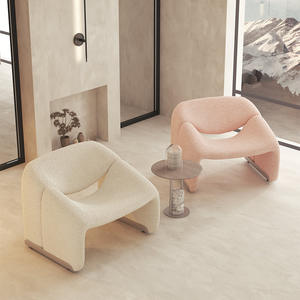 Nordic Style Single <b>Sofa</b> Chair Soft Upholstered M Shape Crab Chair Living Room Minimalist Design - Product Image 1