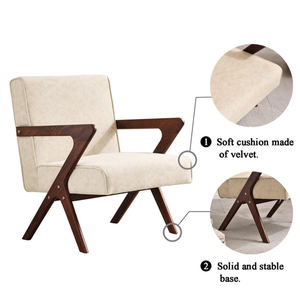 Sillón elegante de madera maciza HANYEE con reposabrazos, asiento de esponja, muebles de ocio para sala de estar - Product Image 6