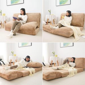 <strong>Brown</strong> Soft Faux Fur Large Foam Filling Folding <strong>Sofa</strong> <strong>Bed</strong> with Removable and Machine Washable Cover, Folding <strong>Sofa</strong> <strong>Bed</strong> - Product Image 2