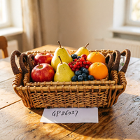 Rustieke wilgenwoven nestset met dubbele handgrepen, handgemaakt, milieuvriendelijke opbergmand voor wasgoed, woonkamer, fruitopslag