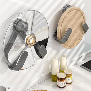Support de rangement de cuisine mural avec support de couvercle de pot d'aspiration Support rotatif sans poinçon pour planche à découper et planche à découper - Product Image 2