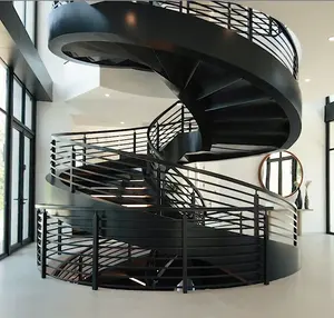 Escada estilo americano/vila luxo escada espiral/luz led moderna escada curvada escada