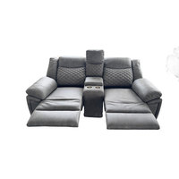 Canapé inclinable deux places avec massage, console rabattable, porte-gobelets, cendrier, en cuir, pour home cinéma et salon