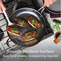 Poêle à frire en acier au carbone nitruré N2 avec poignée d'aide en acier inoxydable, compatible four, 12 pouces, noir, compatible avec tous les types de cuisinières