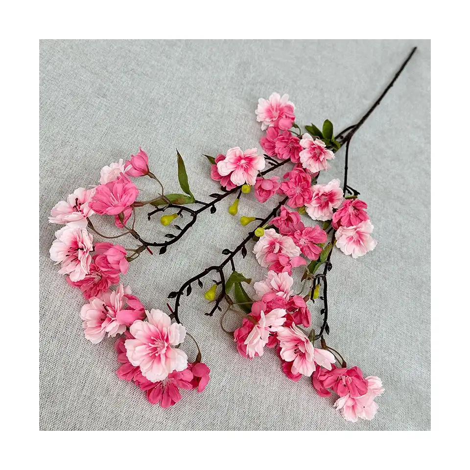 Decoración de alta calidad Seda Blanco Rosa Sakura Flores Flor de cerezo artificial Centros de mesa